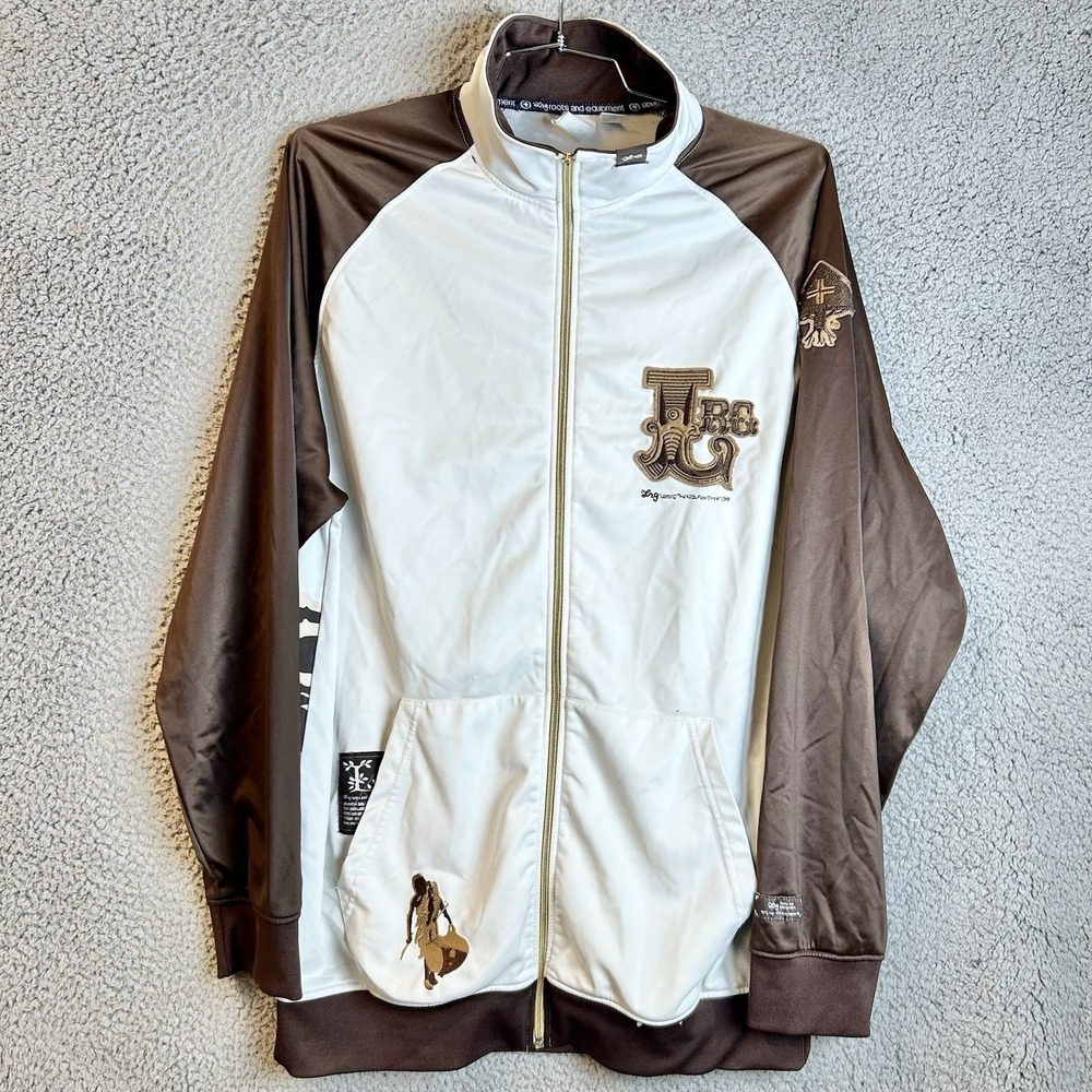 LRG Lifted Research Group Brown Track Jacket Mens Size XL Hiphop Y2K - Read Desc